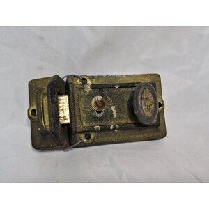 Vtg Door Latch springlatch with Lock, 2.5 x 4.5",